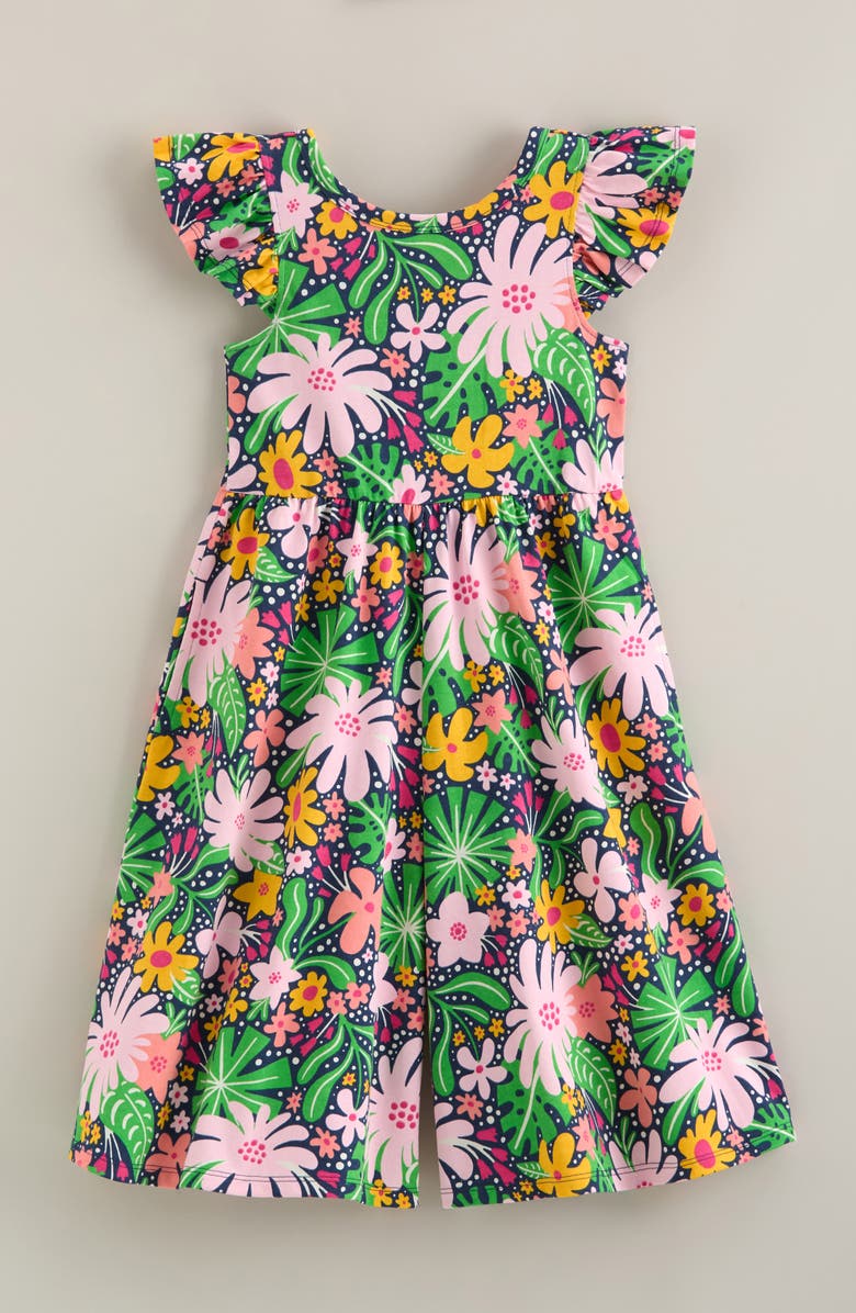 Tucker + Tate Kids' Print Flutter Sleeve Romper, Main, color, Navy Tropical Floral