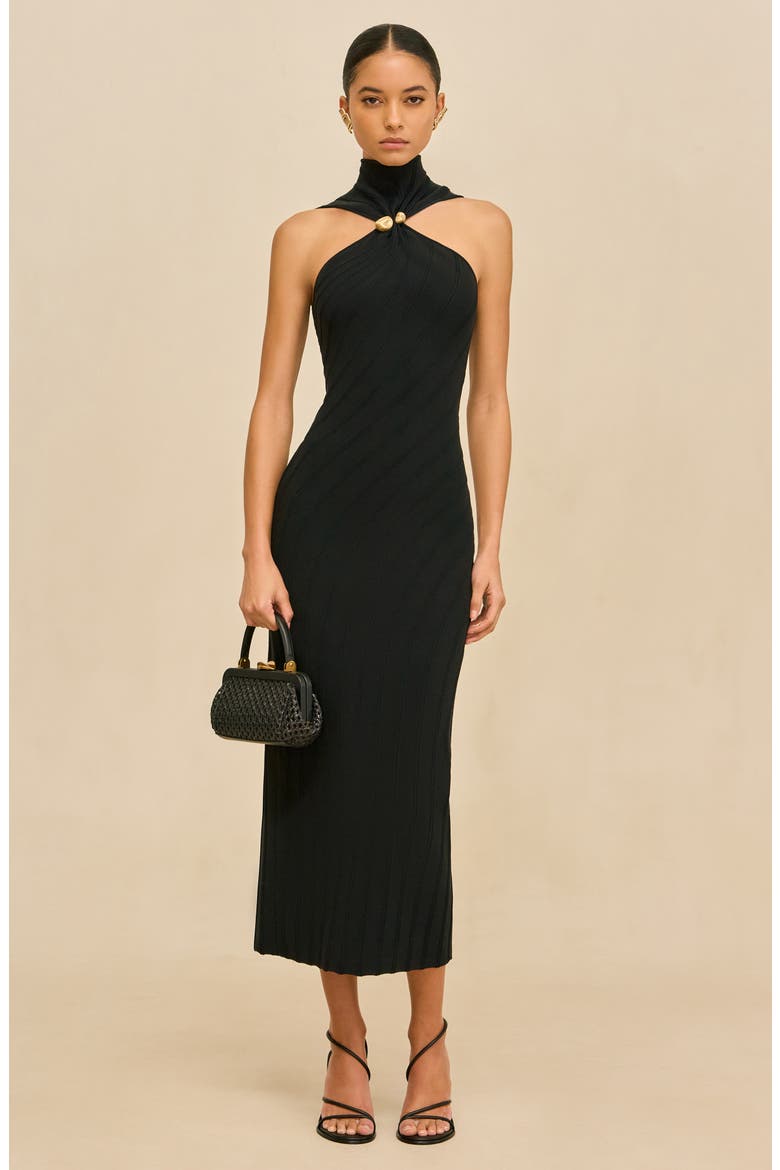 Jessica Sleeveless Midi Dress, Alternate, color, BLACK