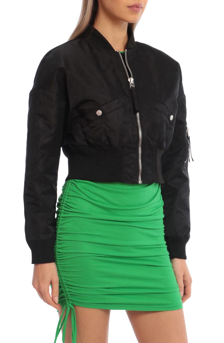 Avec Les Filles Shrunken Nylon Bomber Jacket, Alternate, color,