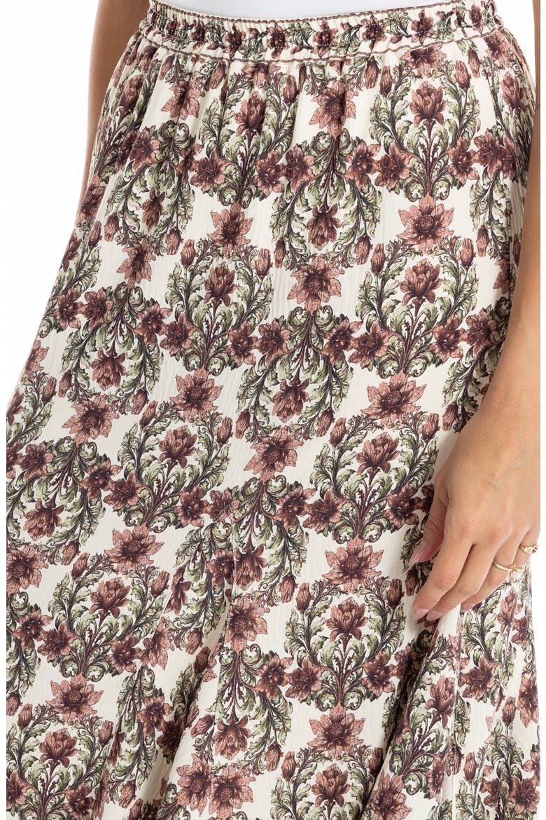 Godet Georgette Skirt, Alternate, color, ECRU/ MAUVE BAROQUE FLORAL