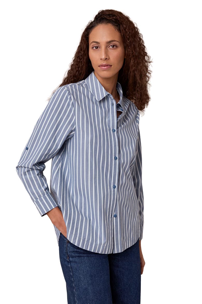 Relaxed Fit Cotton Shirt, Alternate, color, Blue Stripe