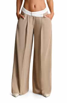 Naked Wardrobe Foldover Waist Wide Leg Trousers