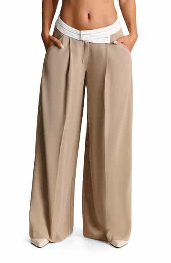 Naked Wardrobe Foldover Waist Wide Leg Trousers