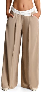 Naked Wardrobe Foldover Waist Wide Leg Trousers