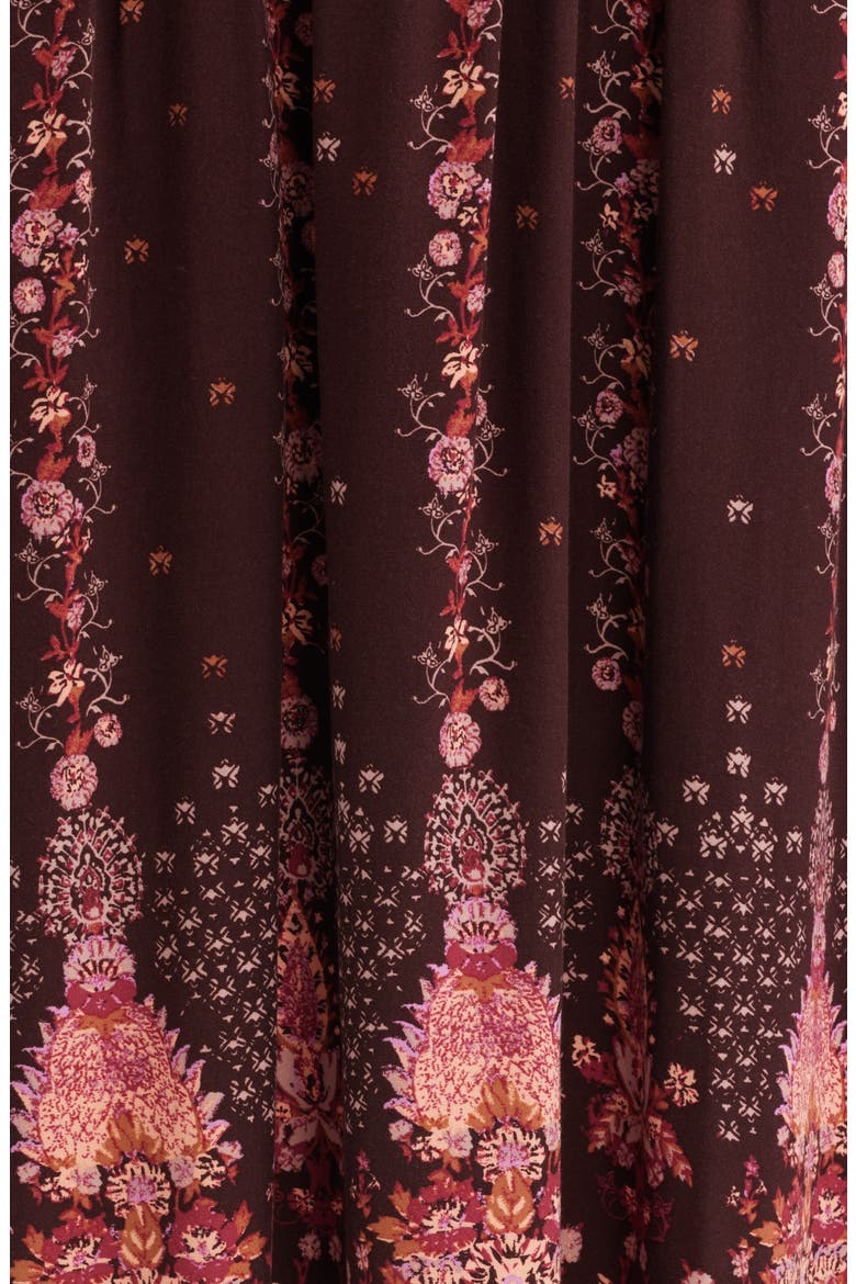 Scarf Print Drop Waist Midi Skirt, Alternate, color, BURGUNDY BLOSSOM BORDER
