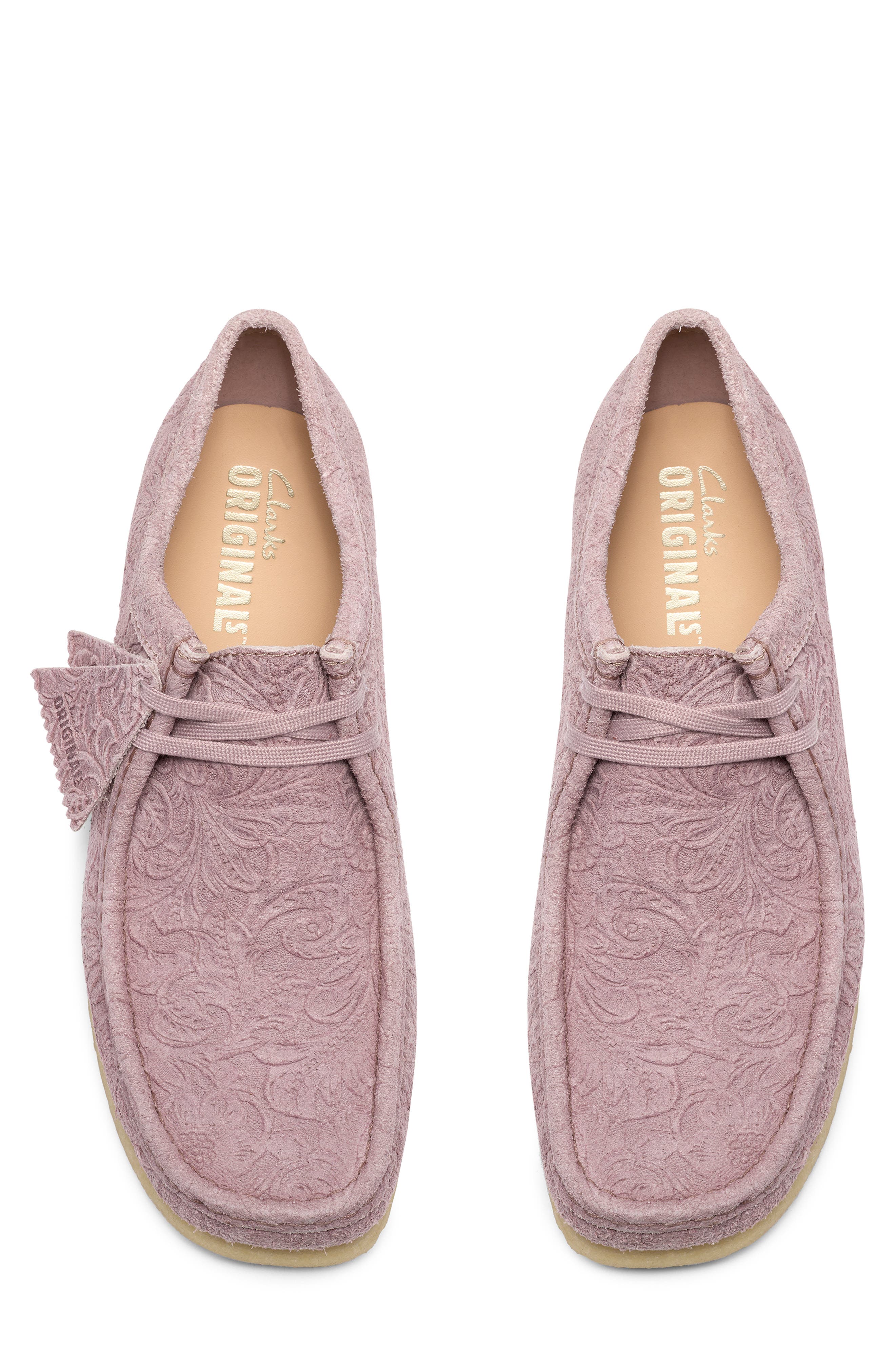 Embossed Wallabee Suede Boot, Alternate, color, DUSTY PINK EMB