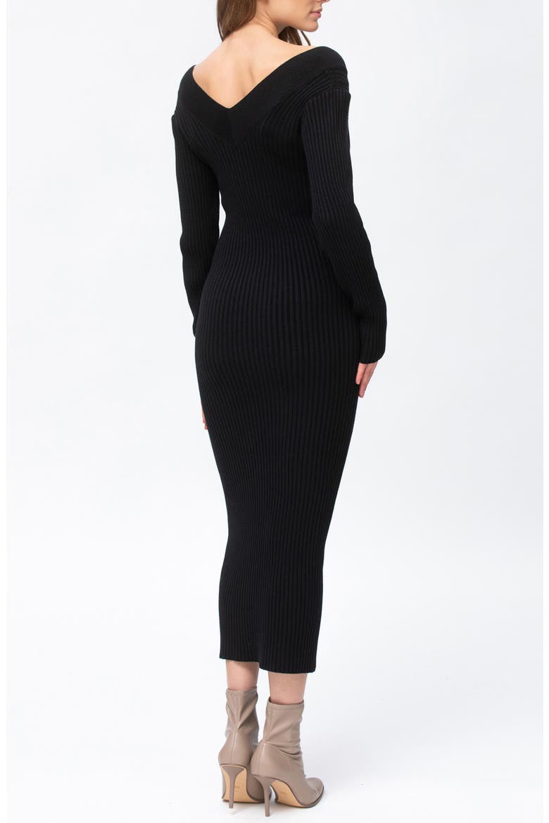 Rib Long Sleeve Maternity Midi Sweater Dress, Alternate, color, BLACK