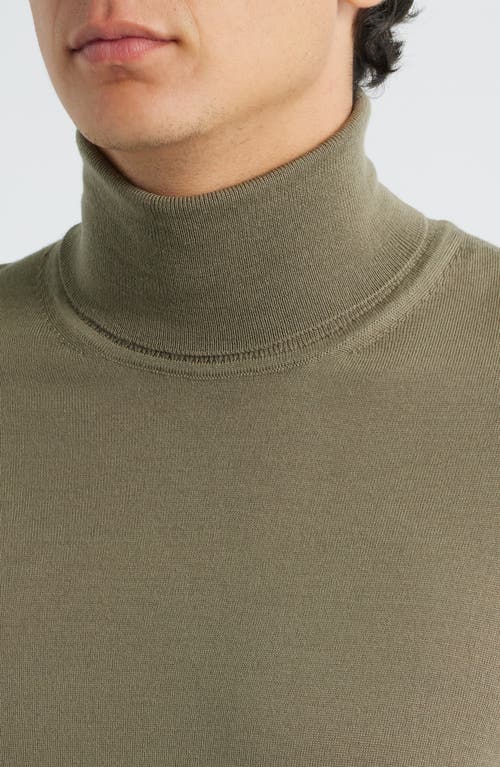 Hugo Boss Boss Musso Virgin Wool Turtleneck Sweater In Green