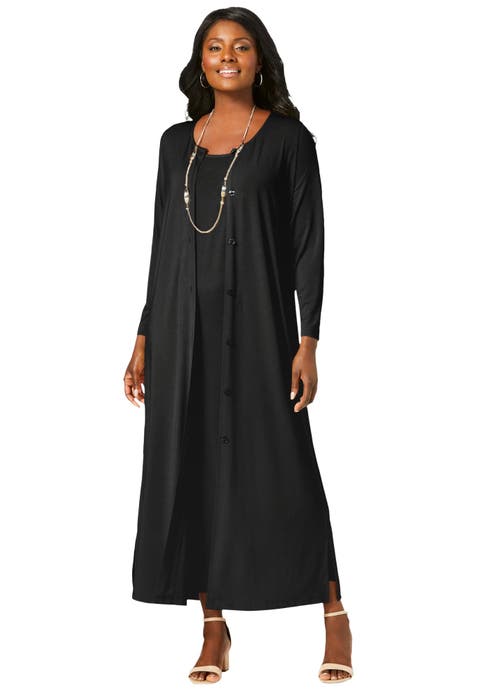 2-Piece Stretch Knit Duster Set (Plus Available)