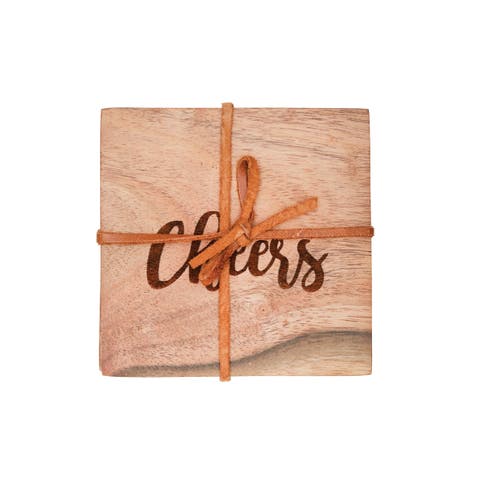 Cheers Wood Coaster Set of 4