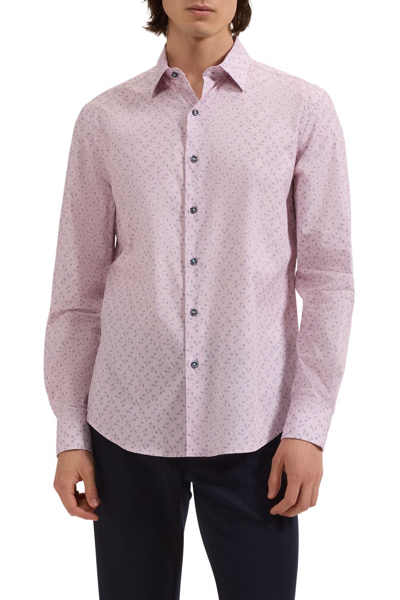 Julian Shaped Fit Floral Cotton Button-Up Shirt, Main, color, PRIMEROSE