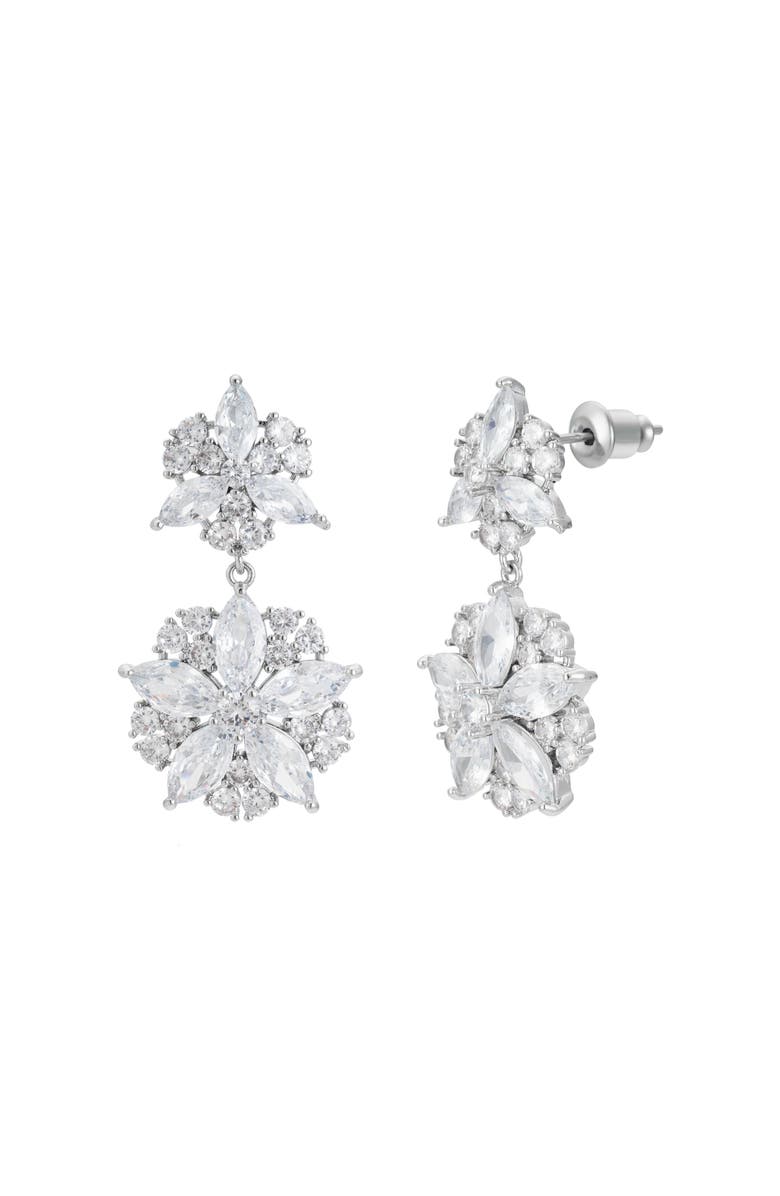Untamed Petals Empress Crystal Earrings, Main, color, Silver
