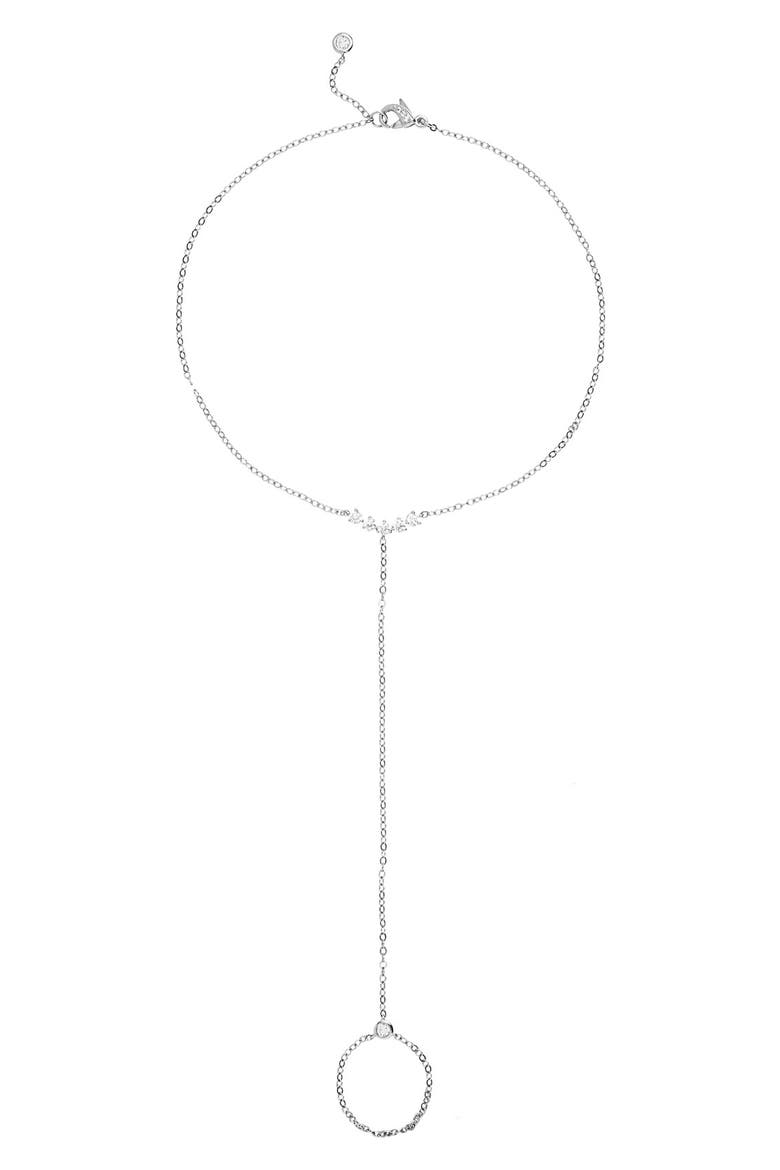 'Salome' Cubic Zirconia Hand Chain, Main, color, SILVER