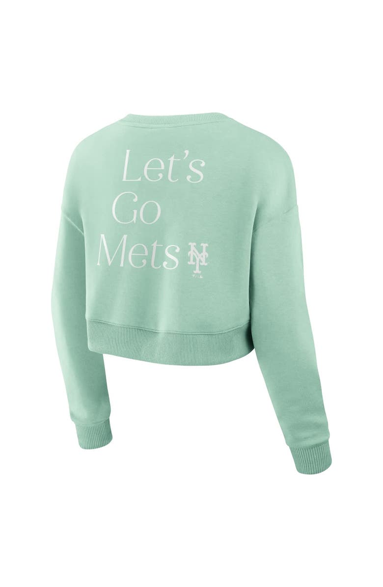 FANATICS Women's Fanatics Mint New York Mets Studio Cropped Pullover Sweatshirt, Alternate, color, Mint