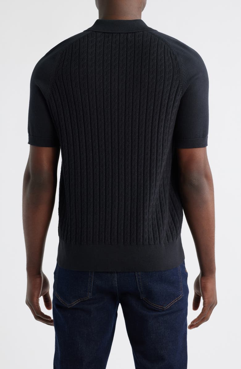 Brooks Brothers Cable Stitch Cotton Button-Up Polo Sweater, Alternate, color, 