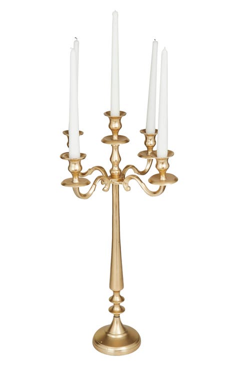 Goldtone Aluminum Tapered 5-Plate Candelabra