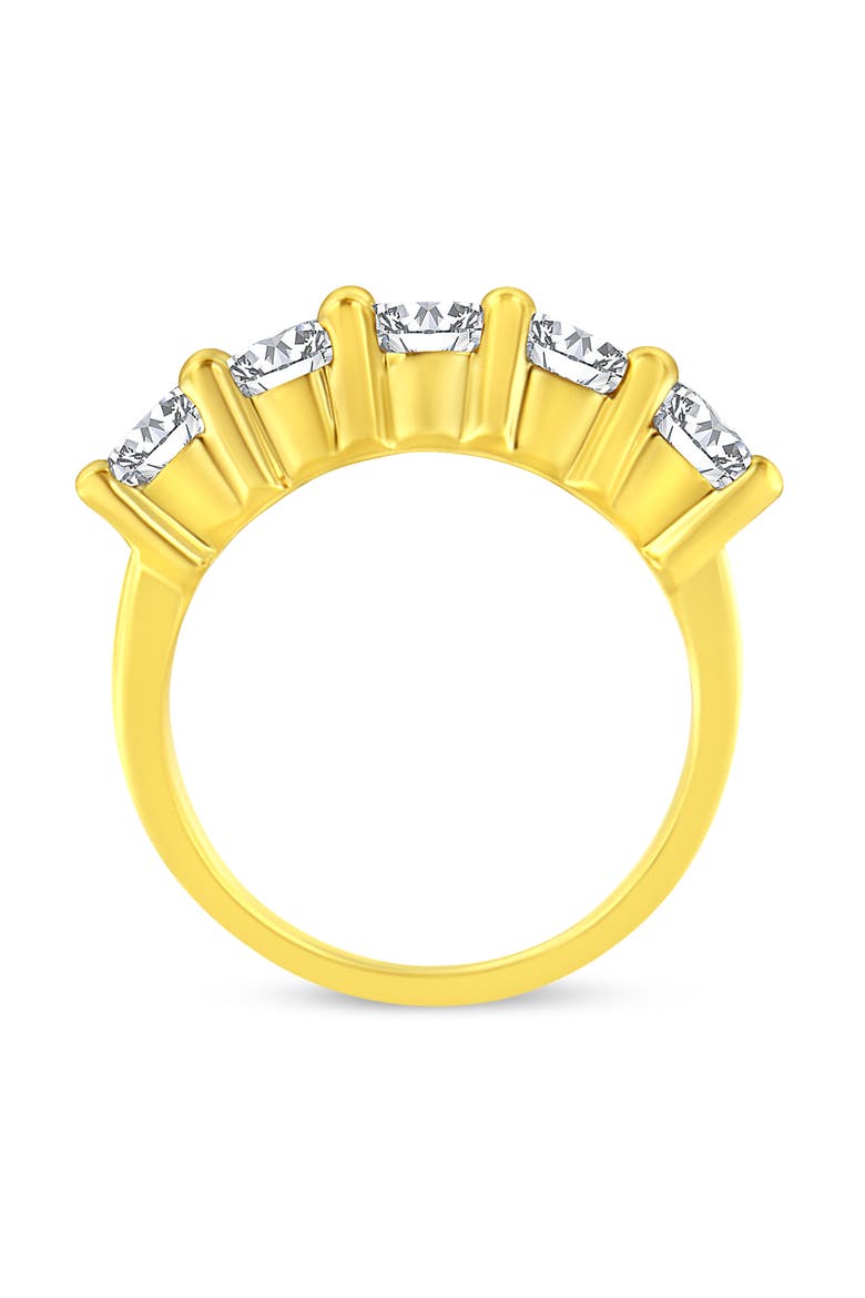 14K Gold Over Silver 2.0 Cttw Diamond 5 Stone Wedding Band Ring, Alternate, color, Yellow Gold over Silver