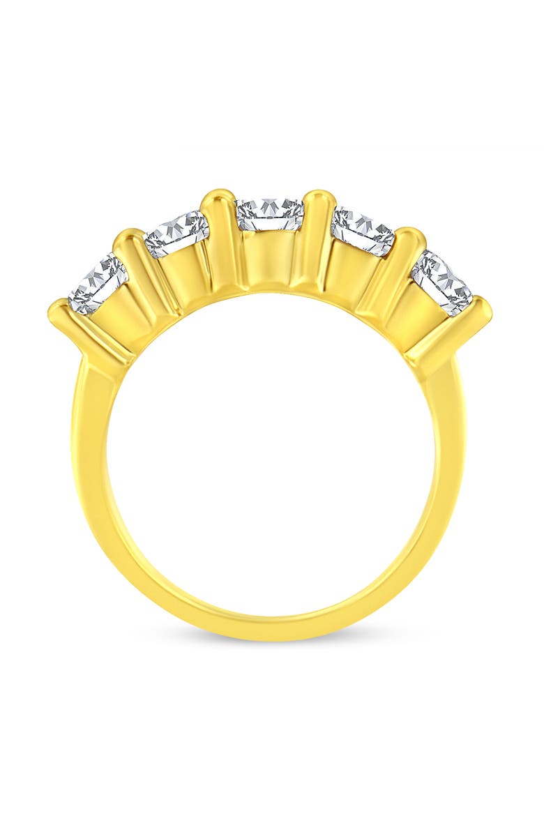 Haus of Brilliance 14K Gold Over Silver 2.0 Cttw Diamond 5 Stone Wedding Band Ring, Alternate, color, Yellow Gold Over Silver