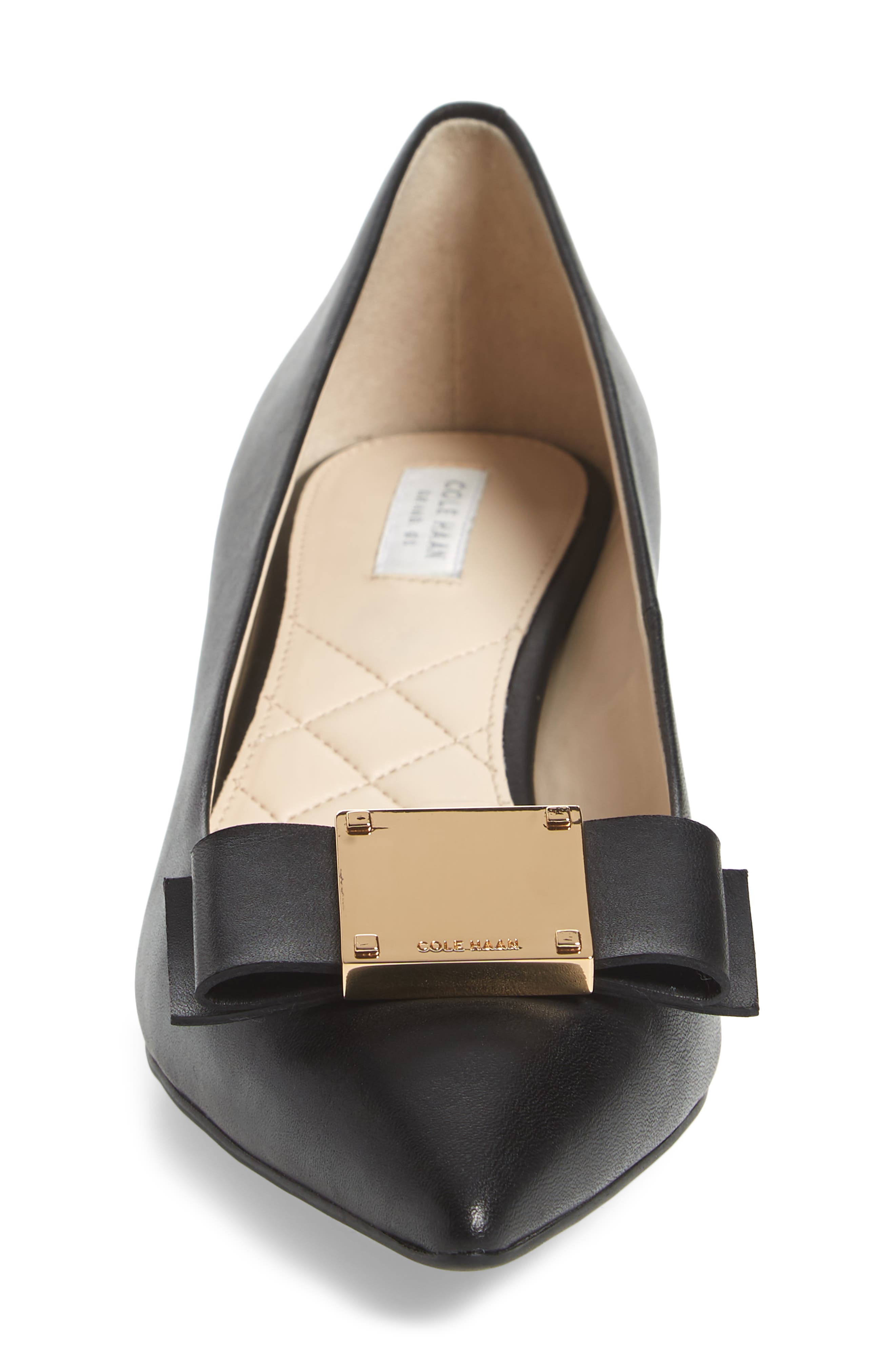Tali Modern Waterproof Bow Pump, Alternate, color, BLACK LEATHER