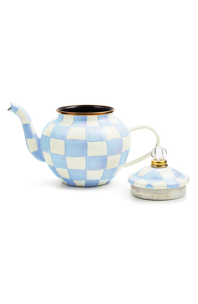 MACKENZIE CHILDS Sky Check Enameled Steel 4-Cup Teapot, Alternate, color, Sky Check