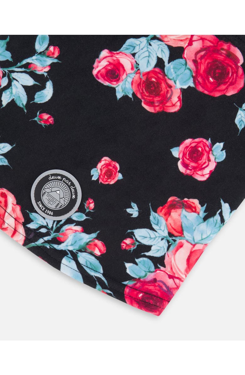 Deux par Deux Girl's Jersey Balaclava Black Printed Roses, Alternate, color,
