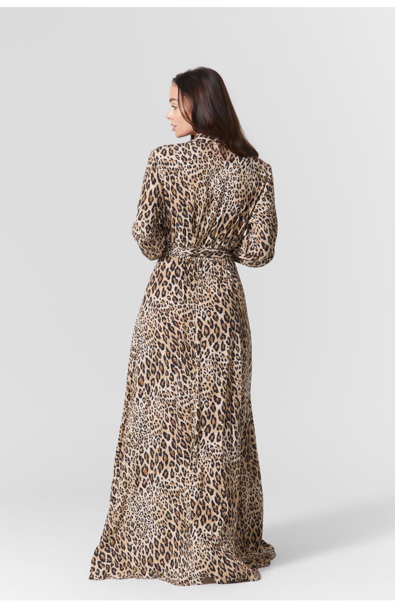Le Fafo Printed Maxi Belted Shirtdress, Alternate, color, Animal Print