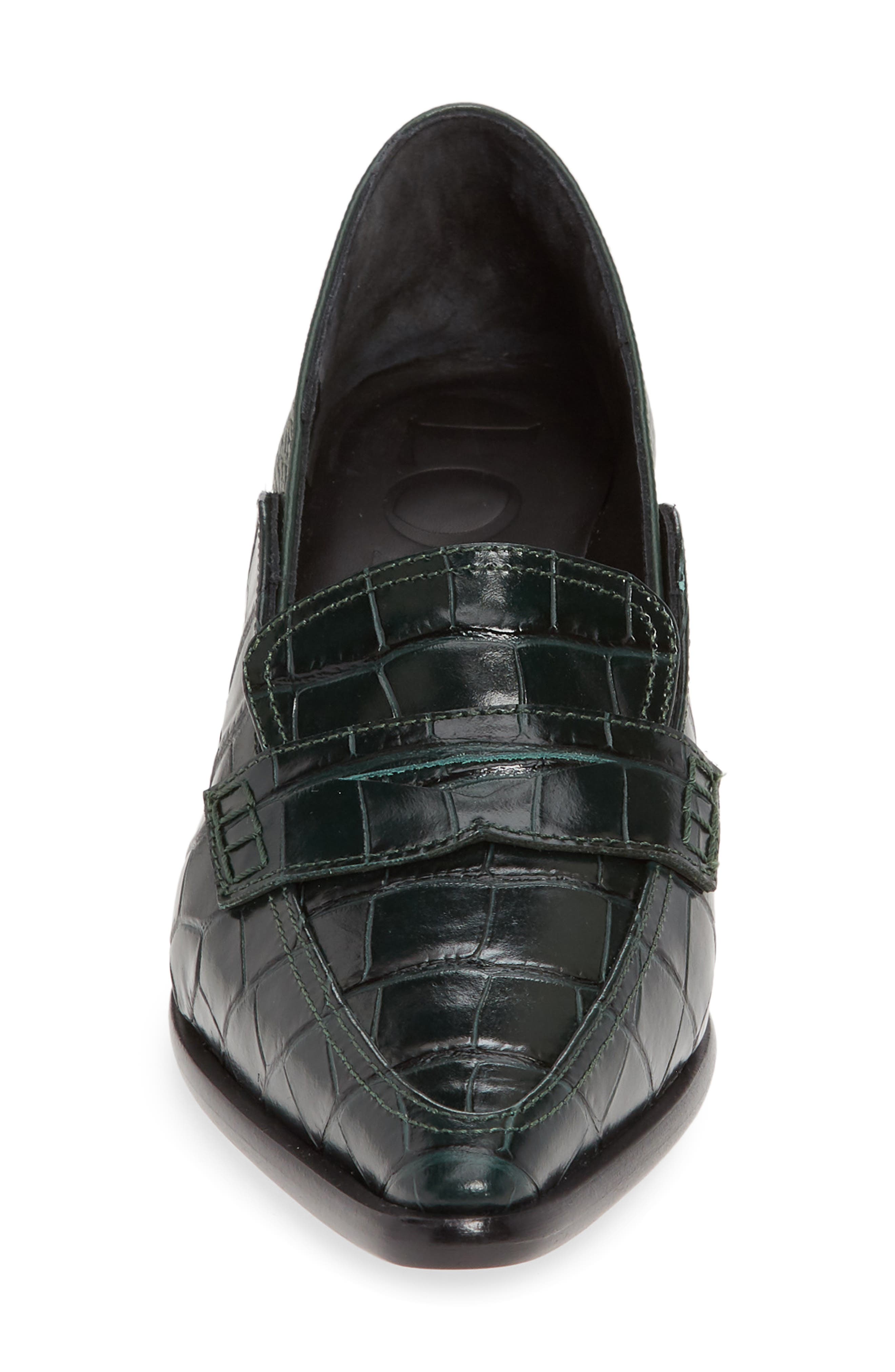 Croc Embossed Loafer Pump, Alternate, color, DARK GREEN