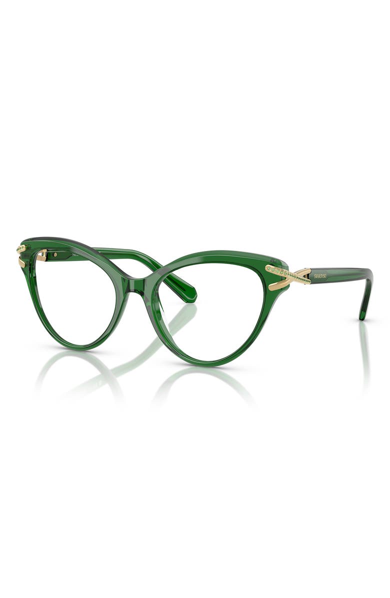 Swarovski 53mm Cat Eye Optical Glasses, Alternate, color, Transparent Green