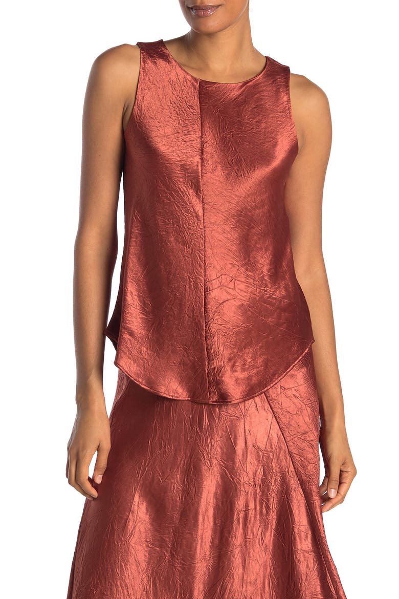 Vince Bias Curve Hem Satin Textured Tank Top (Women) | Nordstromrack