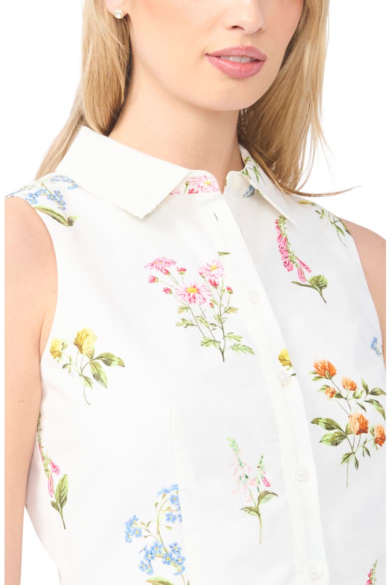 York Floral Button-Up Crop Top, Alternate, color, VANILLA ICE