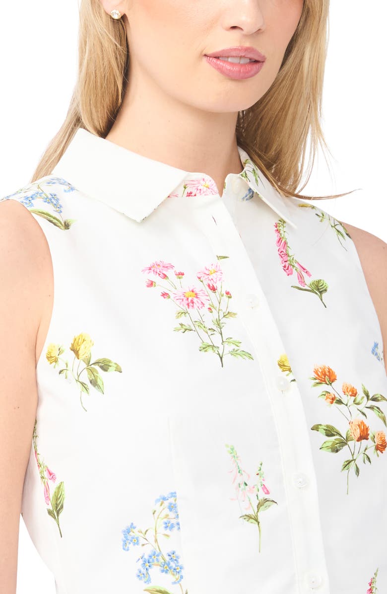Ted Baker York Floral Button-Up Crop Top, Alternate, color, Vanilla Ice