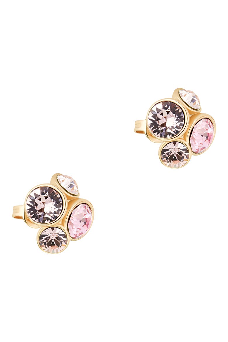 Lynda Crystal Cluster Stud Earrings, Alternate, color, GOLD TONE / PINK MULTI CRYSTAL
