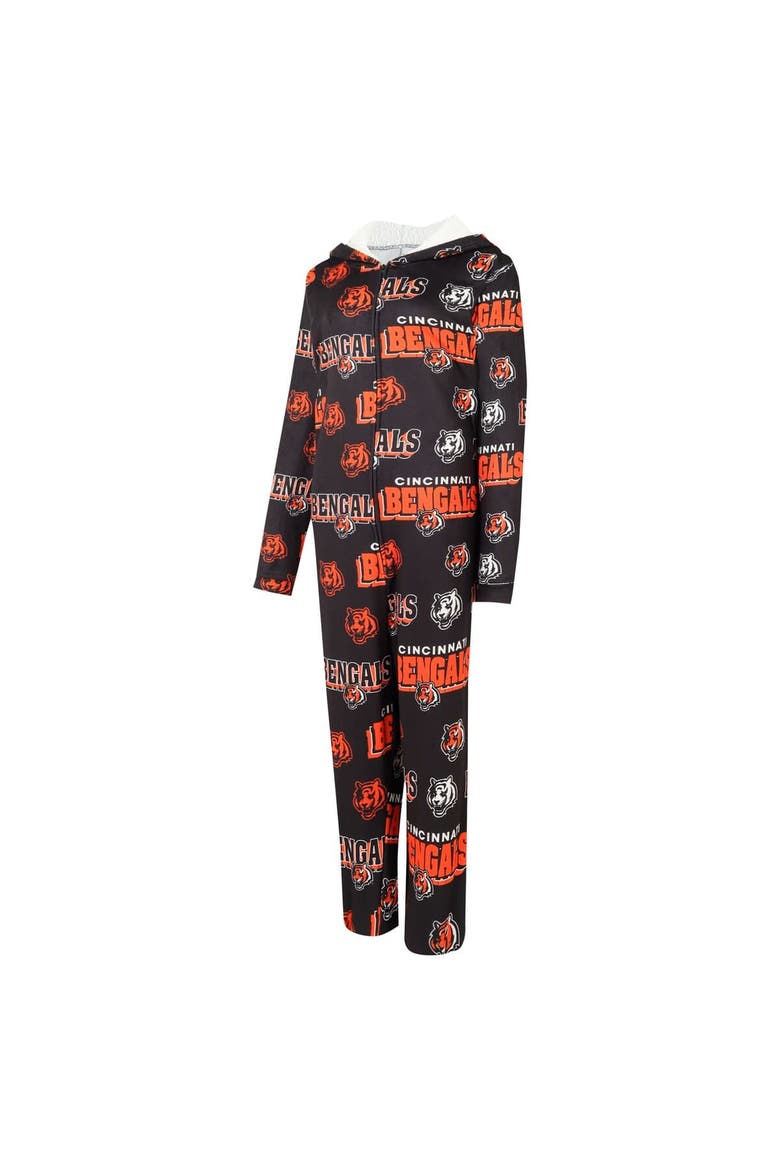 Women's Concepts Sport Black Cincinnati Bengals  Roadway Allover Print Microfleece Full-Zip Union Suit, Alternate, color, Black