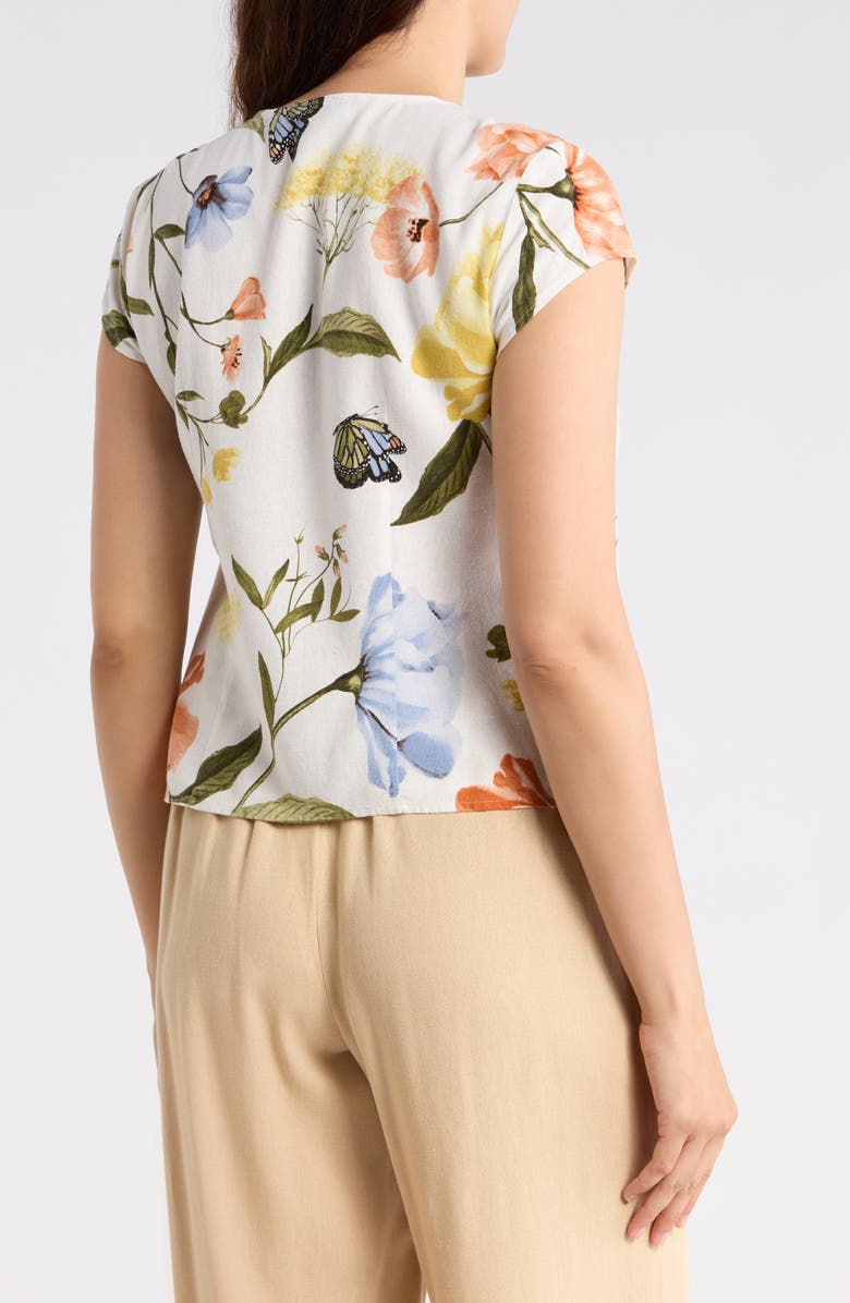 Ellen Tracy Ruffle Tie Front Top, Alternate, color, Whimsical Floral