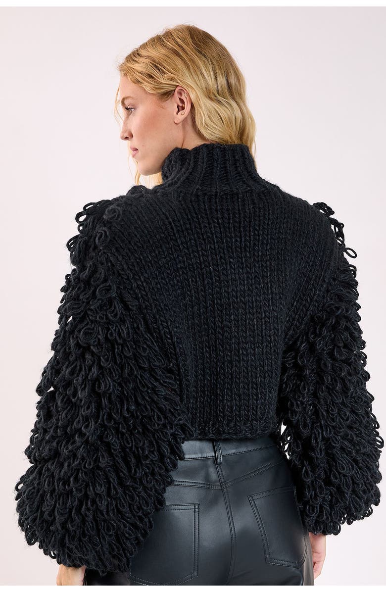 NASTY GAL High Neck Cropped Sweater, Alternate, color, Black