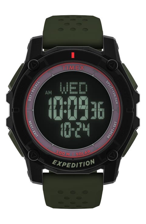 Expedition Ridge Solar Digital Silicone Strap Watch, 49mm