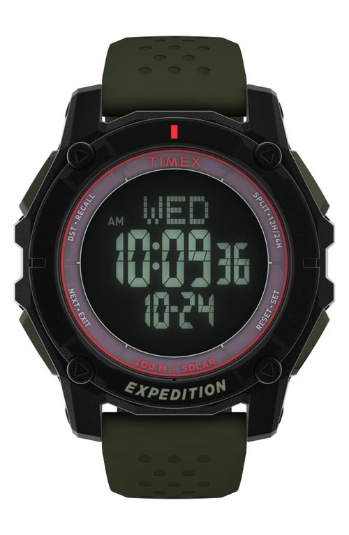 Timex ® Expedition Ridge Solar Digital Silicone Strap Watch, 49mm In Green