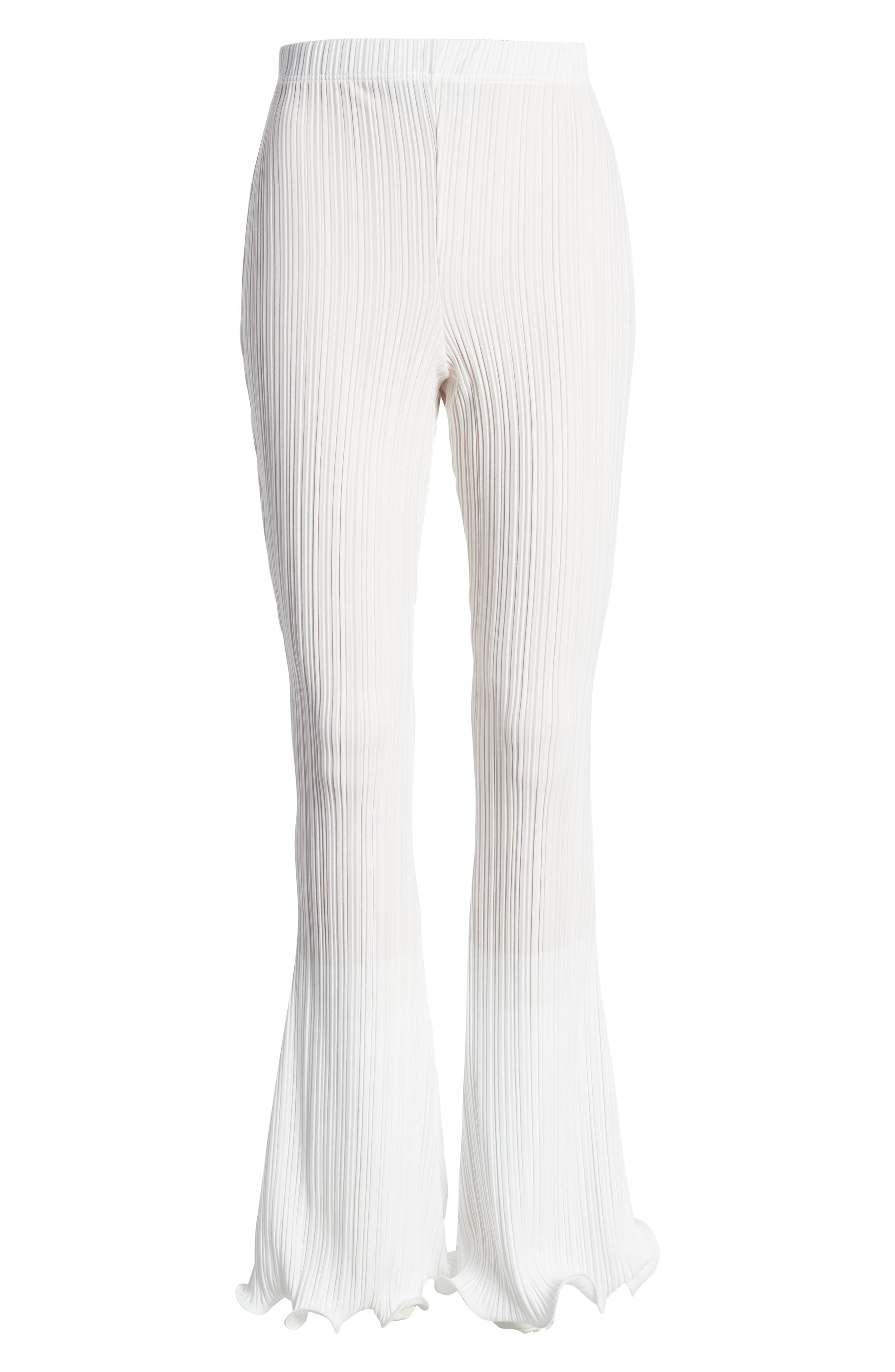 Topshop Flare High Waist Lettuce Hem Plissé Pants (Women) | Nordstromrack