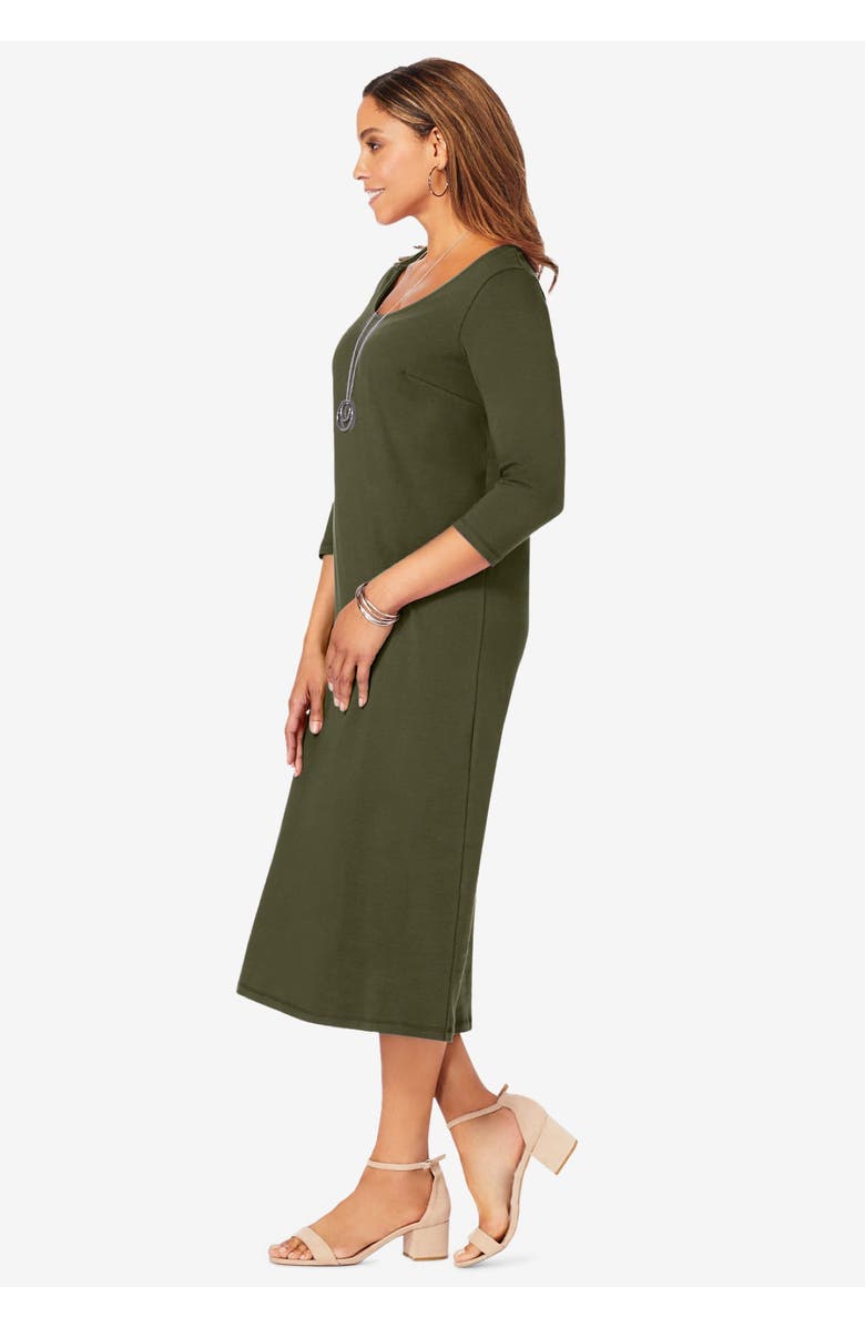 Jessica London Stretch Cotton T-Shirt Dress, Alternate, color, Dusty Indigo