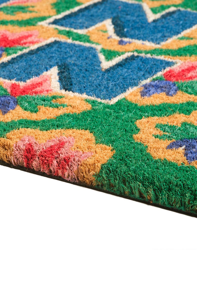 Kerala Ding Dong Coir Doormat 18" x 30", Alternate, color, Blue-Green