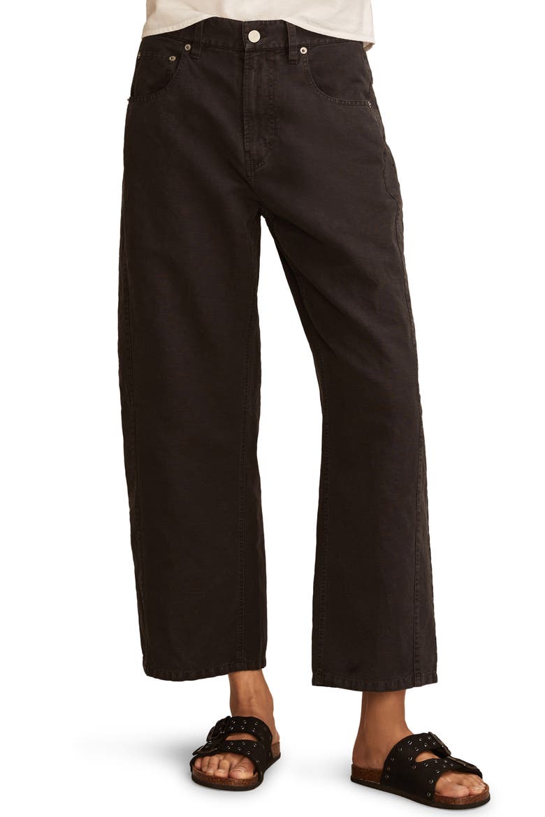 Linen Blend Ankle Barrel Leg Pants, Main, color, METEORITE