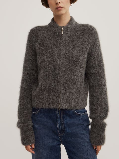 Fluffy Funnel Bomber Jacket