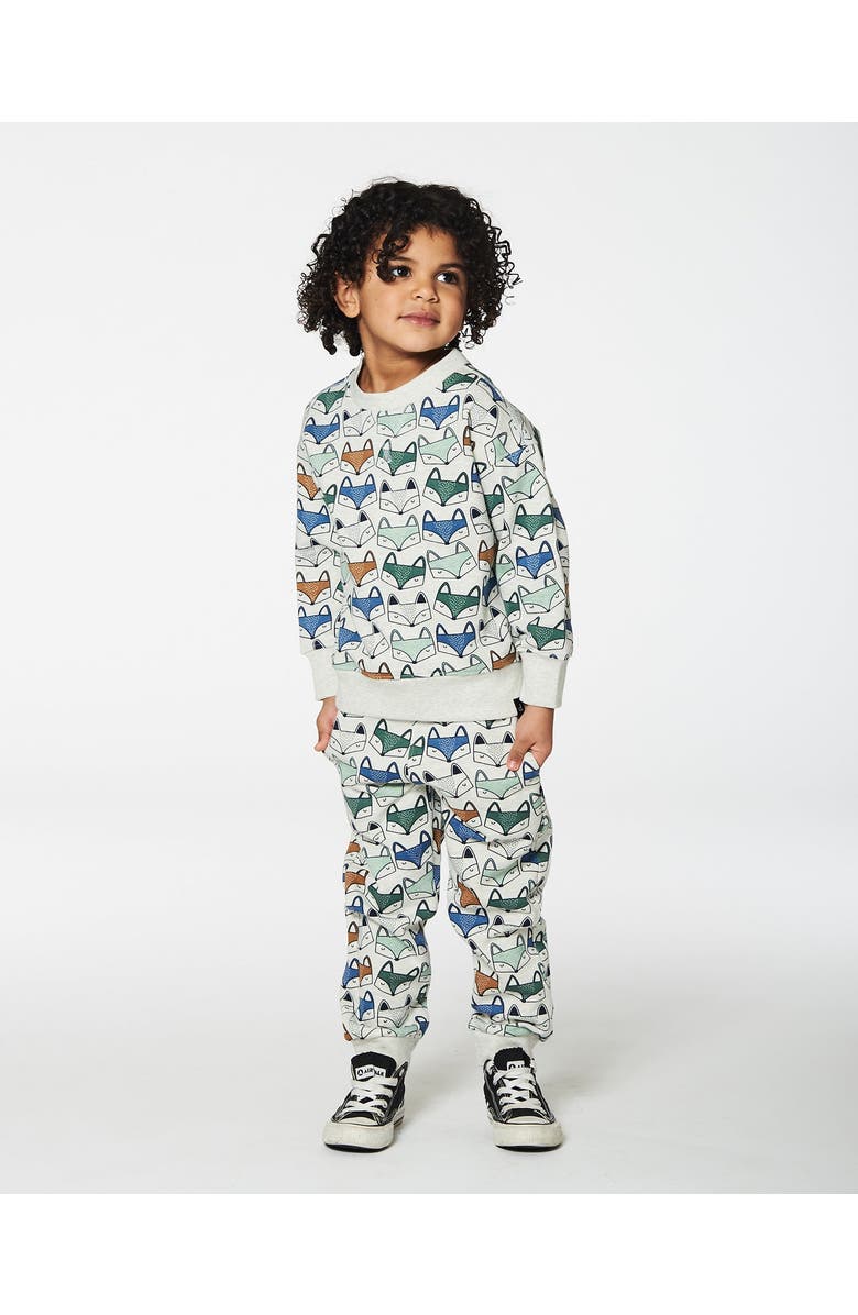 Deux par Deux Little Boy's Printed Fox Fleece Sweatpants Gray Mix, Alternate, color,