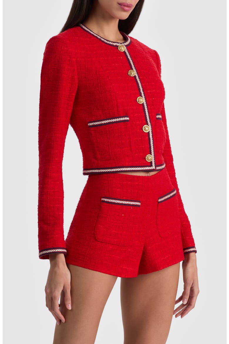 Avalon Shrunken Tweed Jacket, Alternate, color, CHILI PEPPER