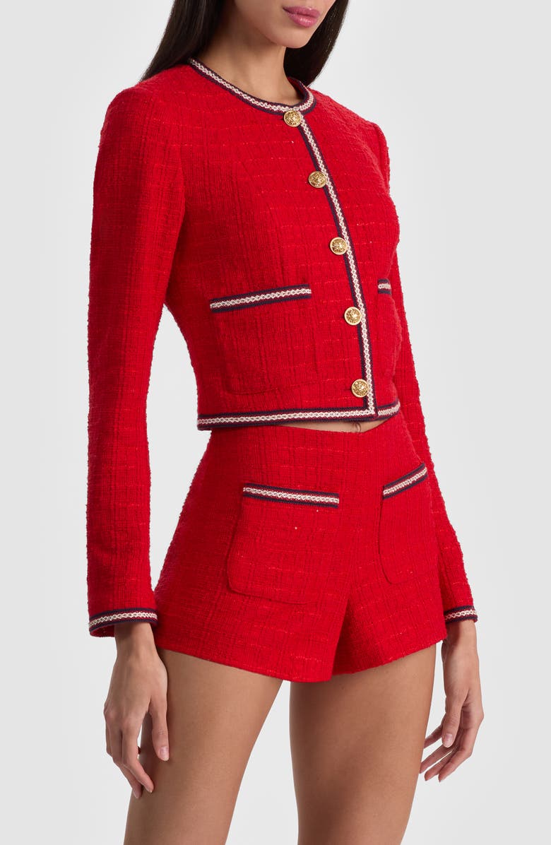 Alice + Olivia Avalon Shrunken Tweed Jacket, Alternate, color, Chili Pepper