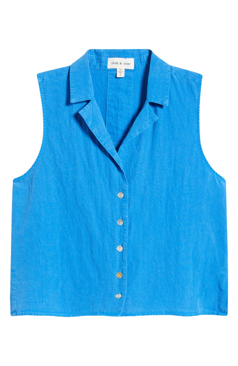 Cloth & Stone Notch Collar Sleeveless Button-Up Shirt, Alternate, color, Saltwater