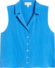 Cloth & Stone Notch Collar Sleeveless Button-Up Shirt