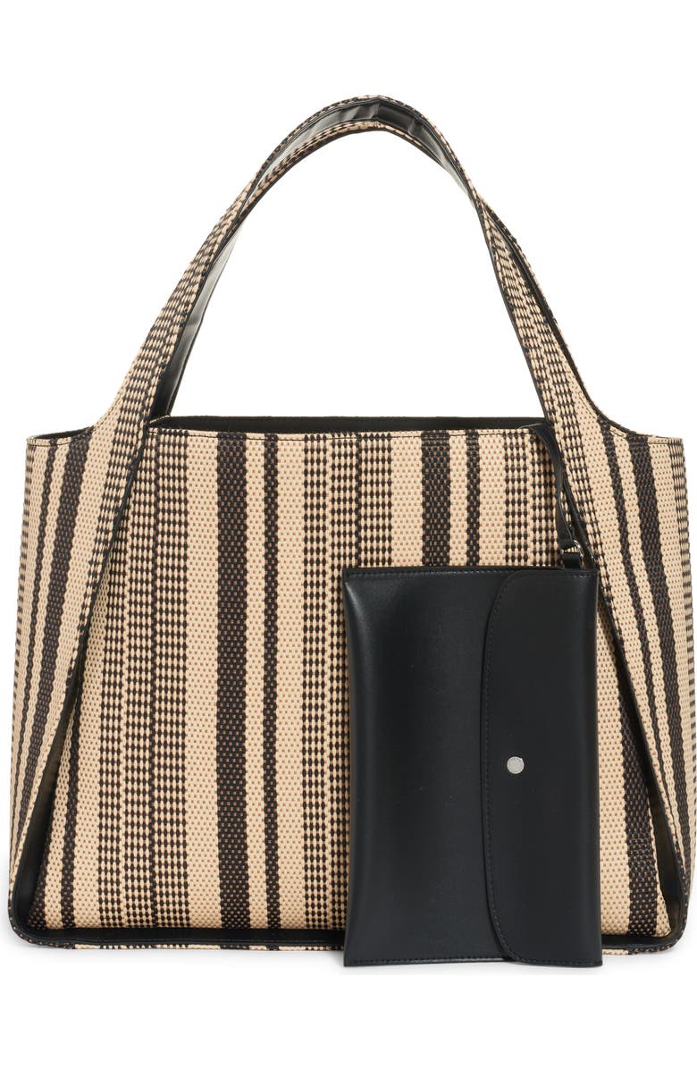 Stella McCartney Stella Logo Stripe Woven Tote, Alternate, color,