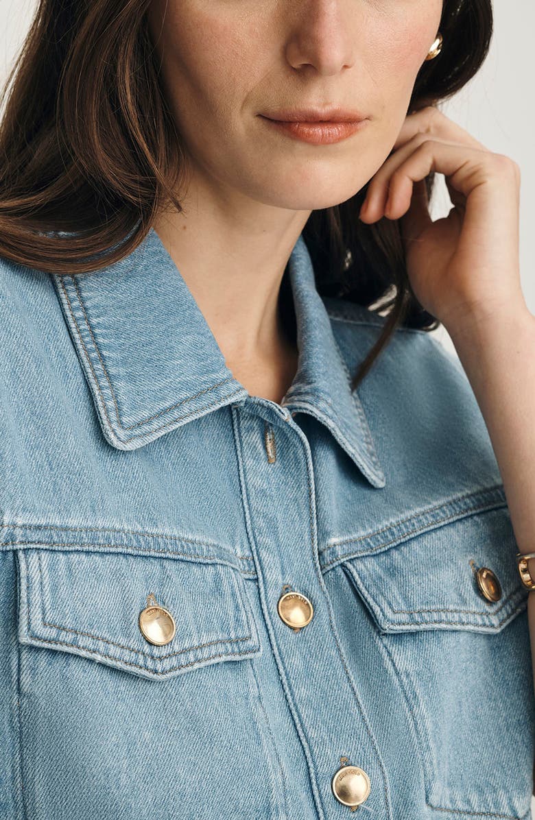 Mavi Jeans Dafne Denim Short Sleeve Button-Up, Alternate, color, 