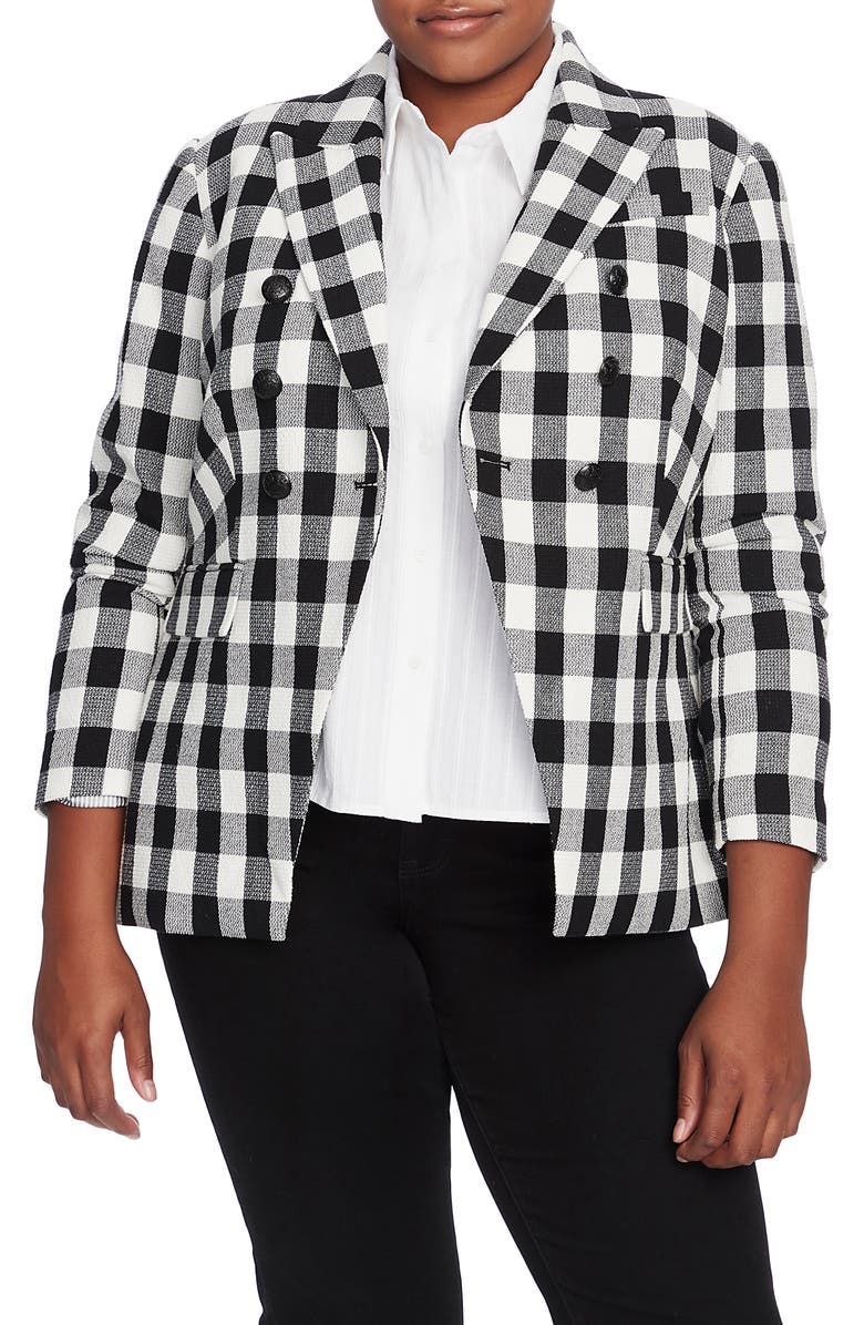 Court & Rowe Textured Gingham Cotton Blend Blazer, Main, color, 